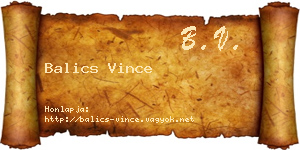 Balics Vince névjegykártya